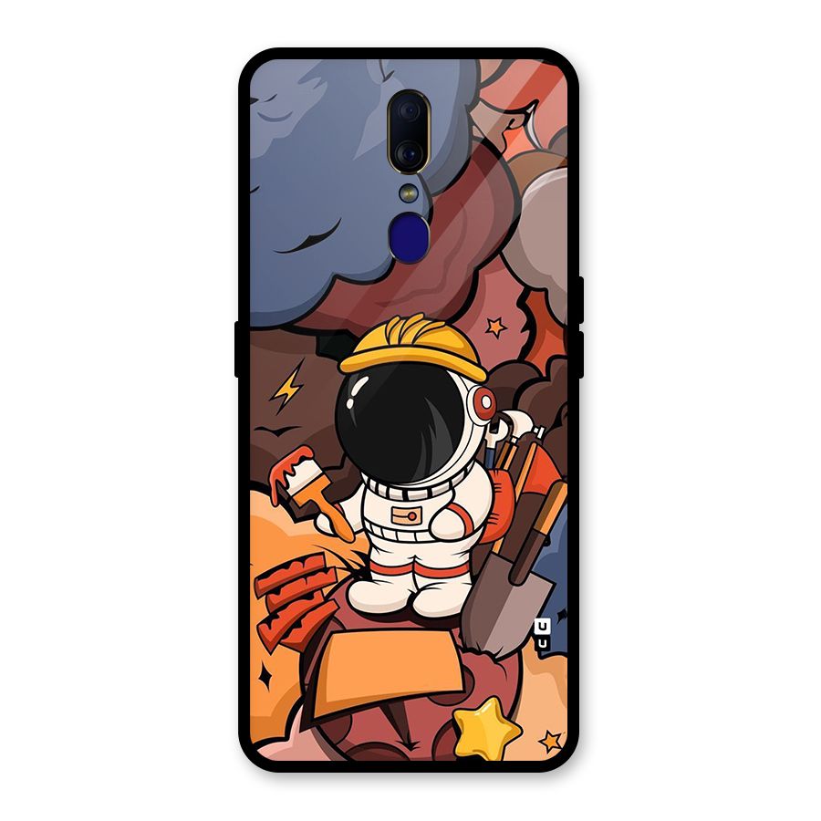 Comic Space Astronaut Glass Back Case for Oppo F11