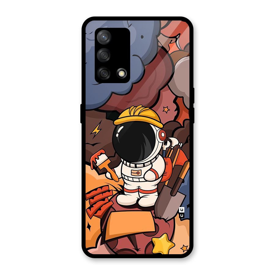 Comic Space Astronaut Glass Back Case for Oppo F19s