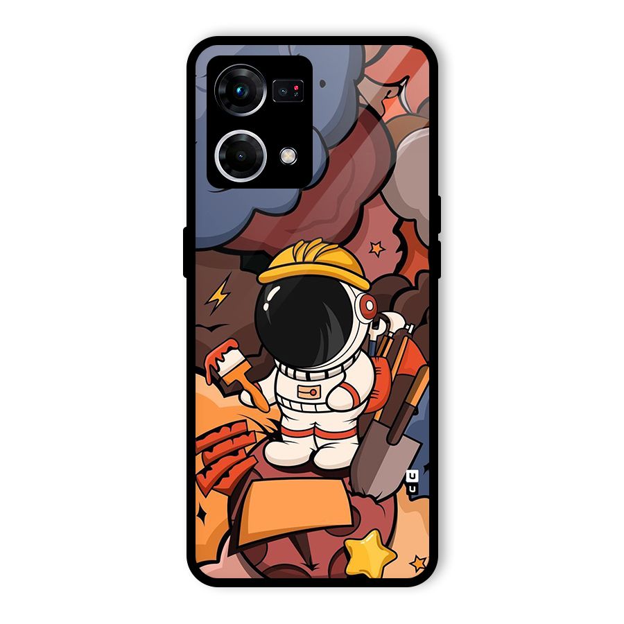 Comic Space Astronaut Glass Back Case for Oppo F21s Pro 4G