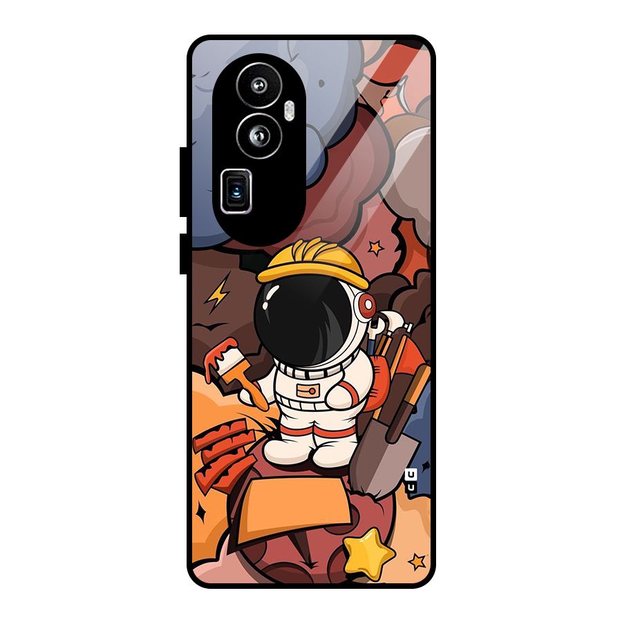 Comic Space Astronaut Glass Back Case for Oppo Reno10 Pro Plus