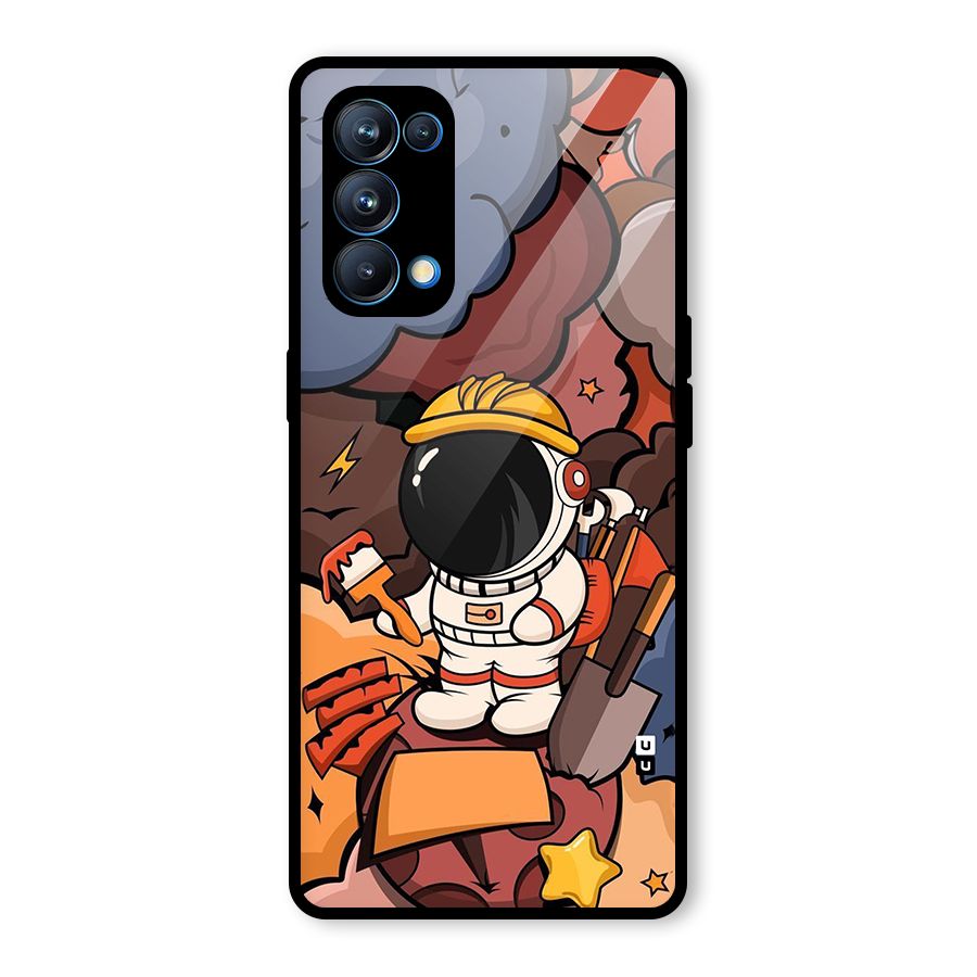 Comic Space Astronaut Glass Back Case for Oppo Reno5 Pro 5G