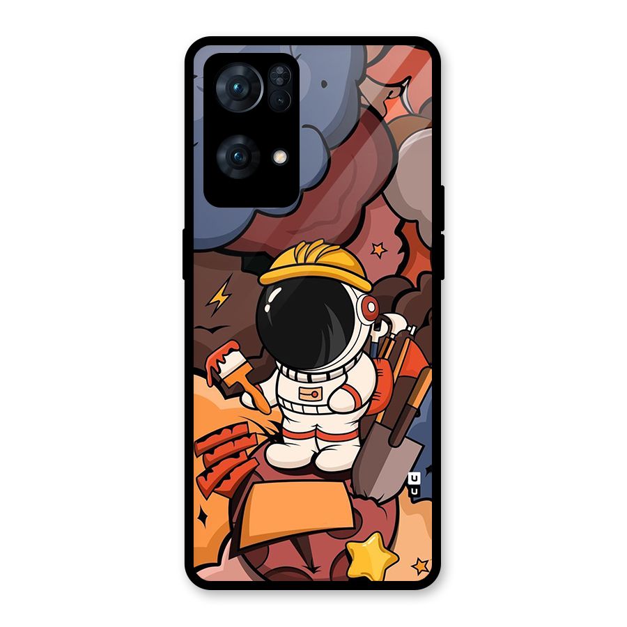 Comic Space Astronaut Glass Back Case for Oppo Reno7 Pro 5G