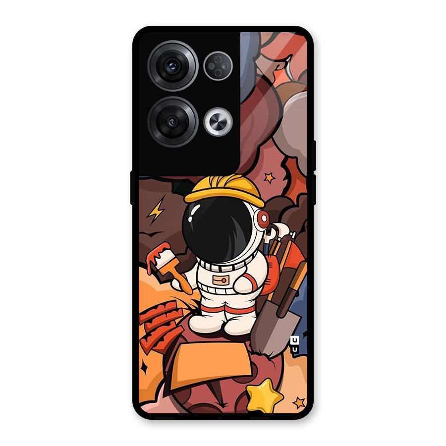 Comic Space Astronaut Glass Back Case for Oppo Reno8 Pro 5G