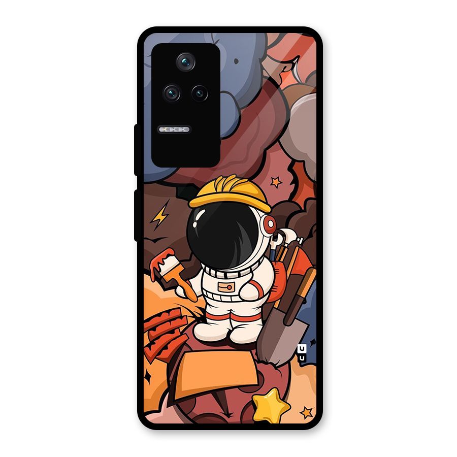 Comic Space Astronaut Glass Back Case for Poco F4 5G