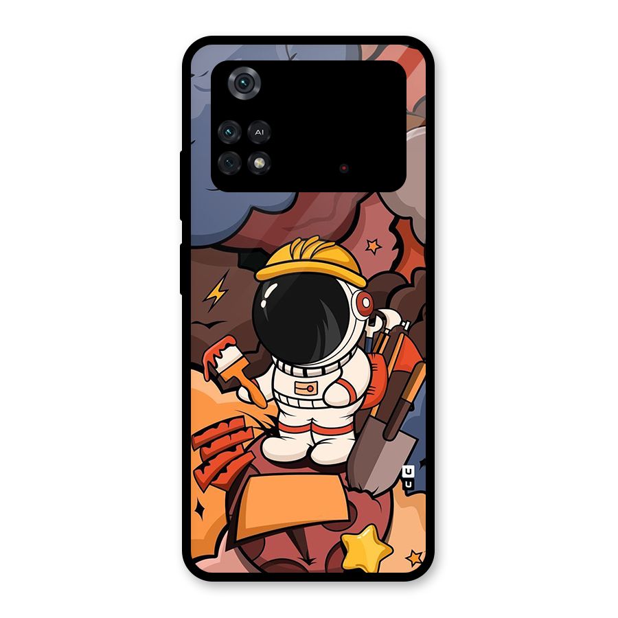 Comic Space Astronaut Glass Back Case for Poco M4 Pro 4G