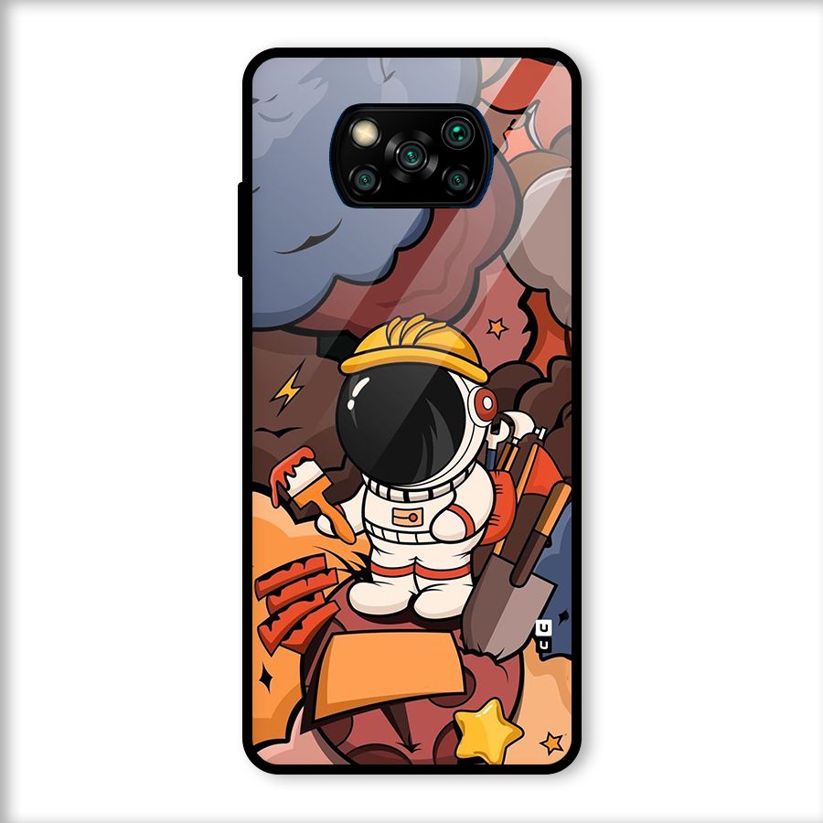 Comic Space Astronaut Glass Back Case for Poco X3