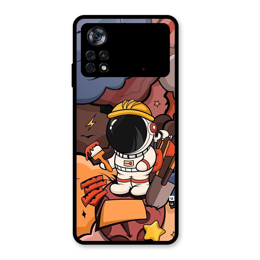 Comic Space Astronaut Glass Back Case for Poco X4 Pro 5G