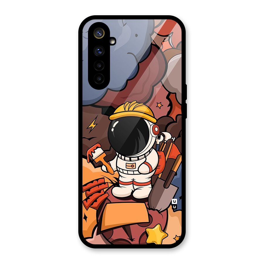 Comic Space Astronaut Glass Back Case for Realme 6
