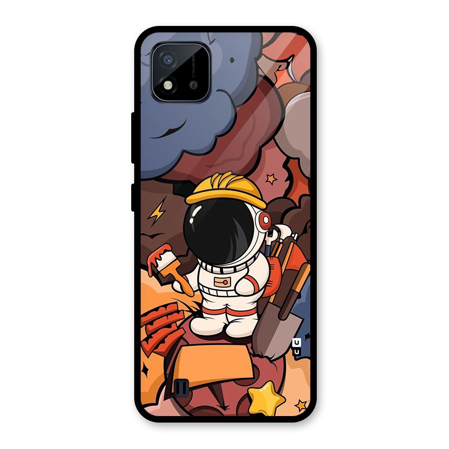 Comic Space Astronaut Glass Back Case for Realme C11 2021