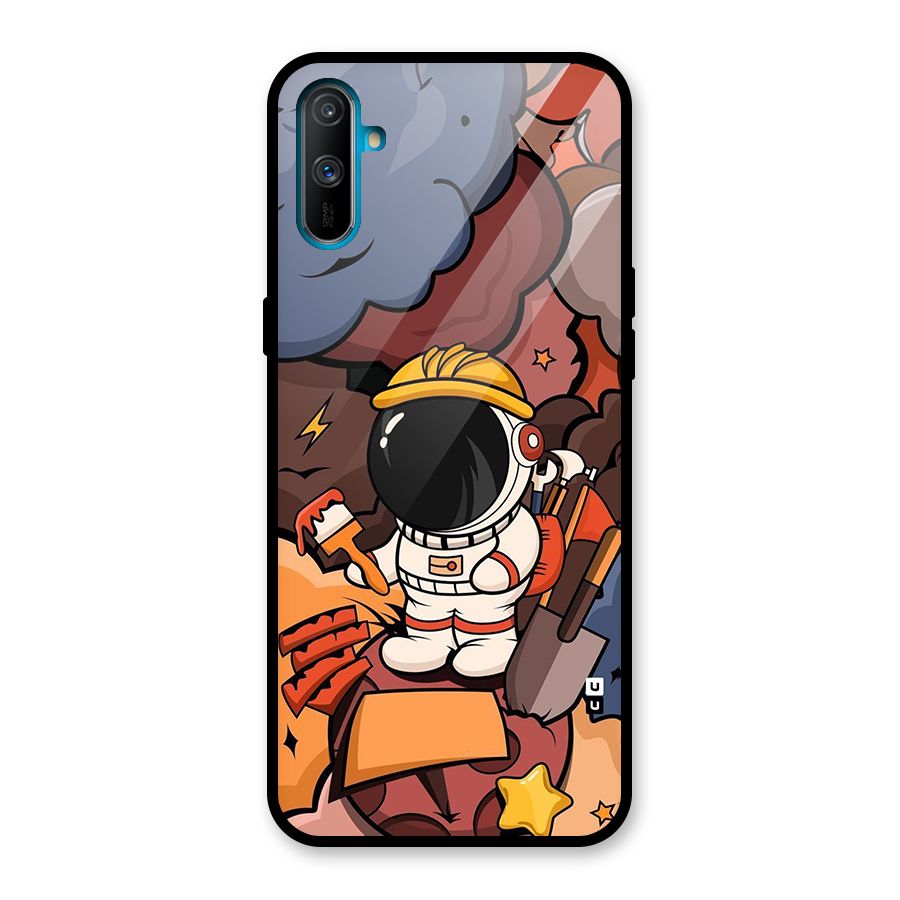 Comic Space Astronaut Glass Back Case for Realme C3