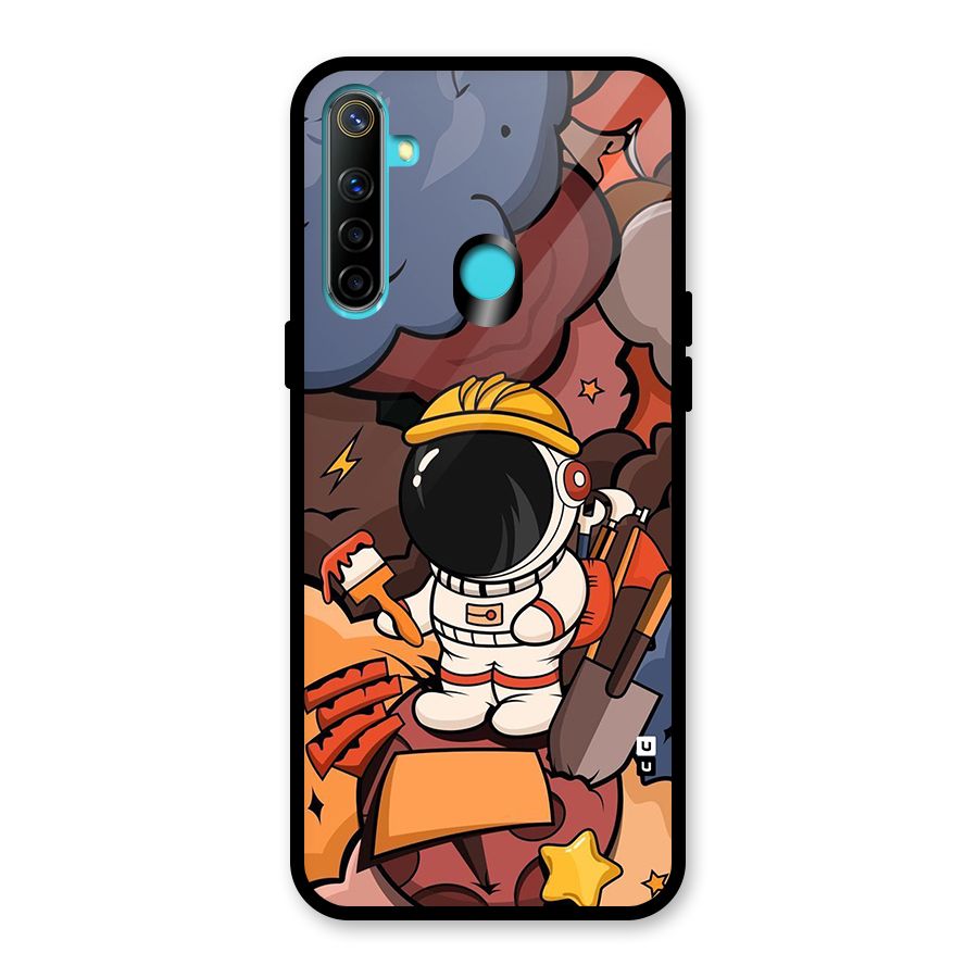 Comic Space Astronaut Glass Back Case for Realme Narzo 10
