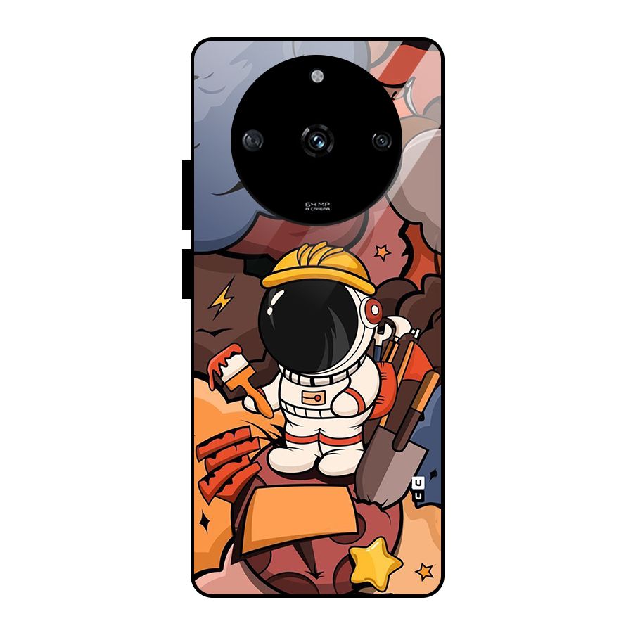 Comic Space Astronaut Glass Back Case for Realme Narzo 60 5G