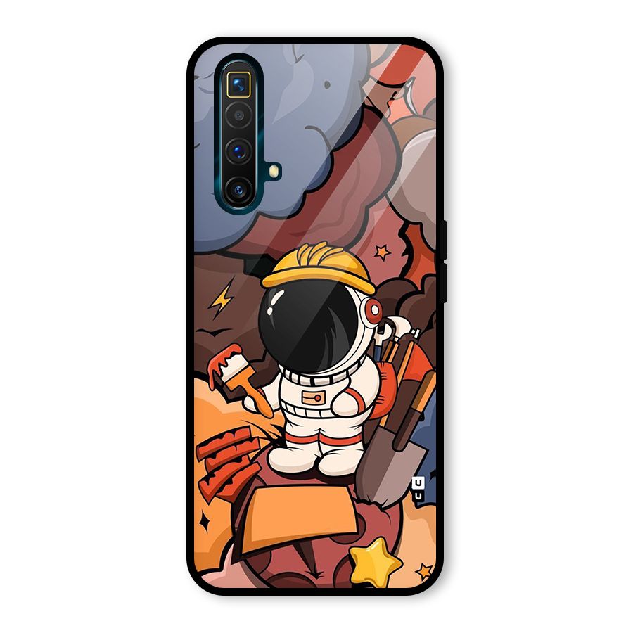 Comic Space Astronaut Glass Back Case for Realme X3