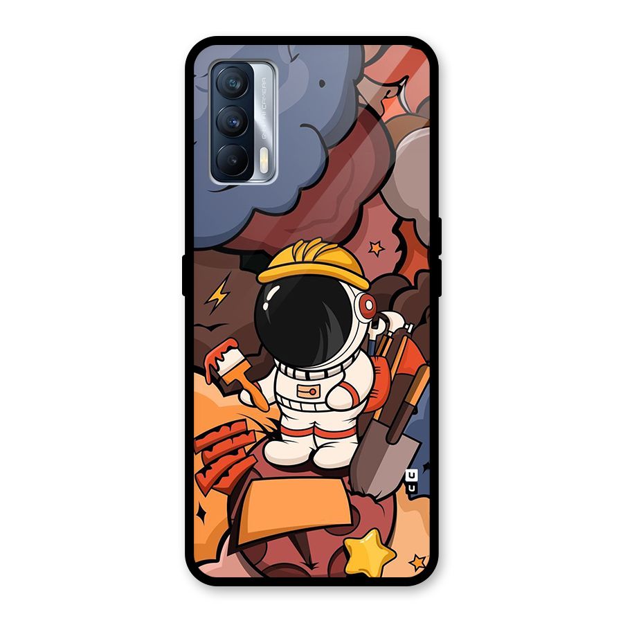 Comic Space Astronaut Glass Back Case for Realme X7