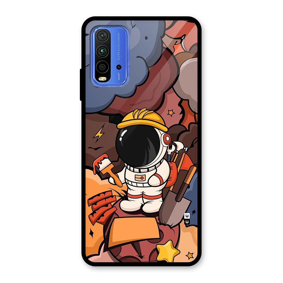 Comic Space Astronaut Glass Back Case for Redmi 9 Power