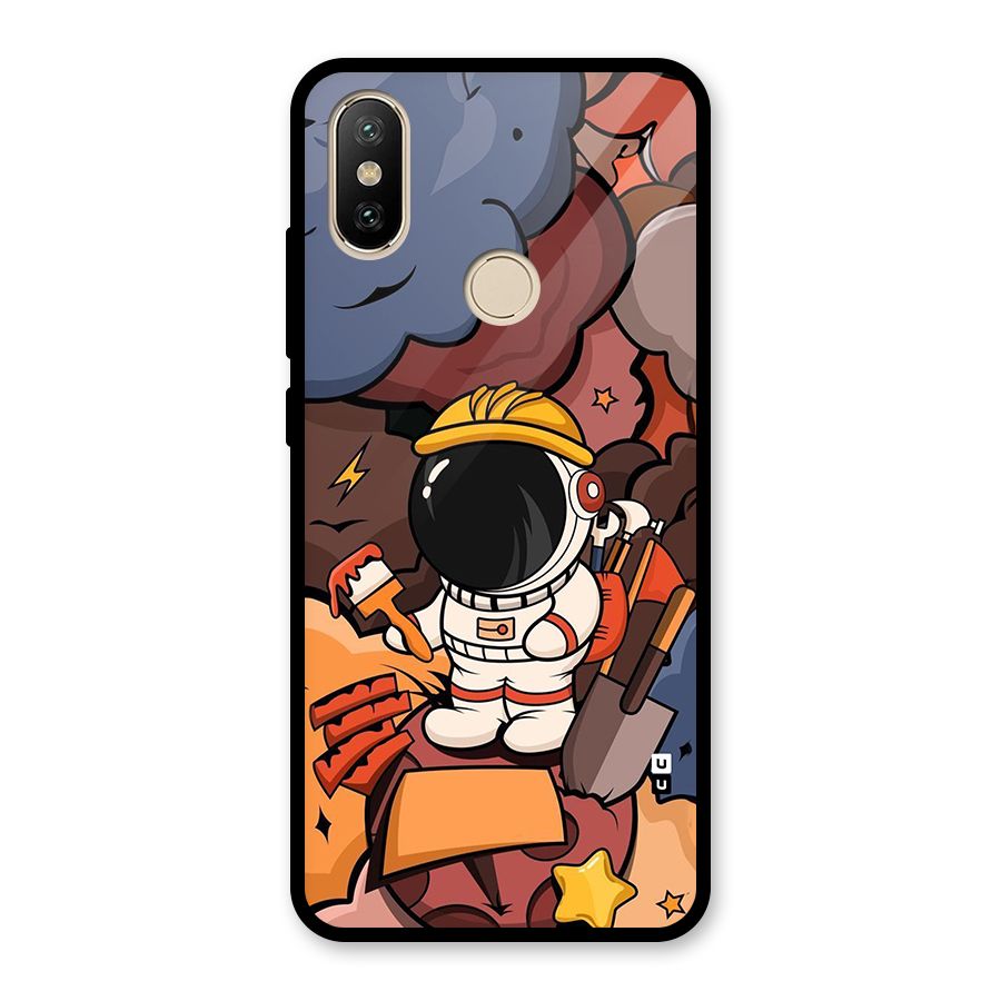 Comic Space Astronaut Glass Back Case for Redmi A1
