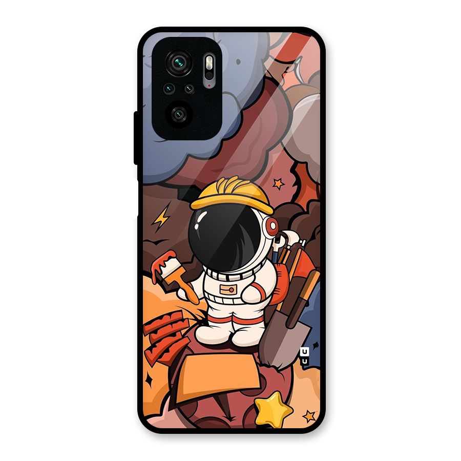 Comic Space Astronaut Glass Back Case for Redmi Note 11 SE