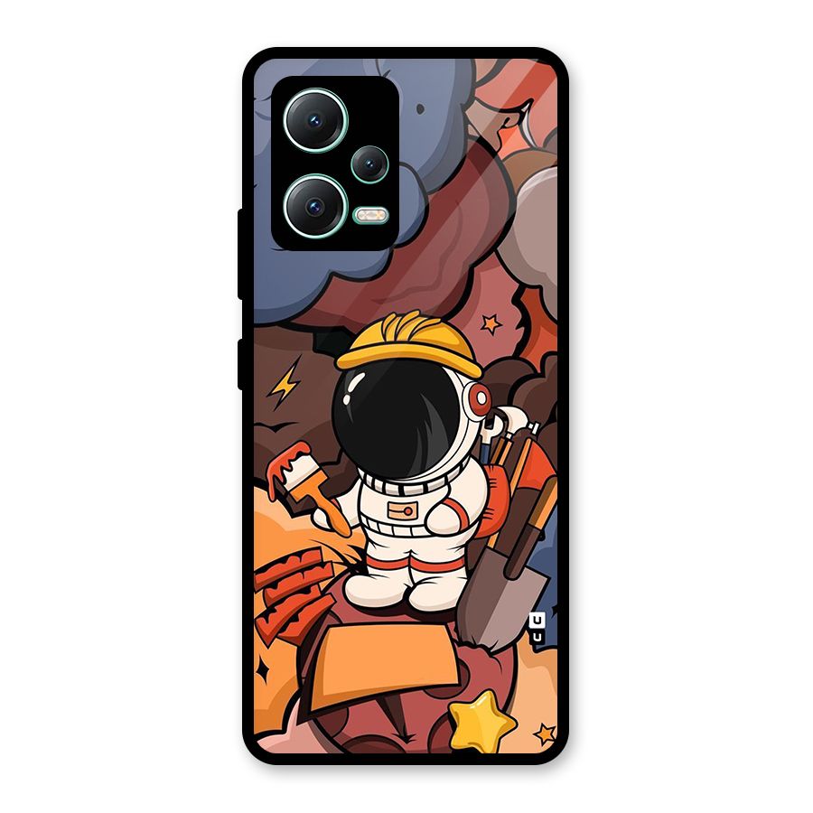 Comic Space Astronaut Glass Back Case for Redmi Note 12 5G