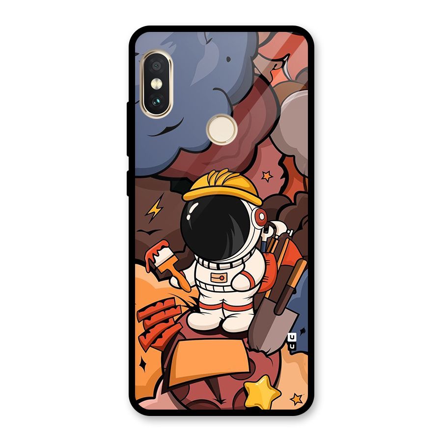 Comic Space Astronaut Glass Back Case for Redmi Note 5 Pro