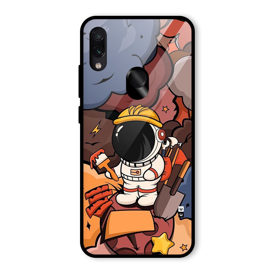 Comic Space Astronaut Glass Back Case for Redmi Note 7S