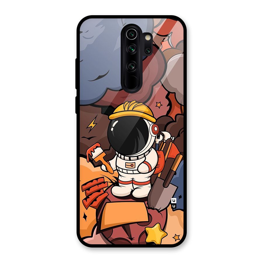 Comic Space Astronaut Glass Back Case for Redmi Note 8 Pro