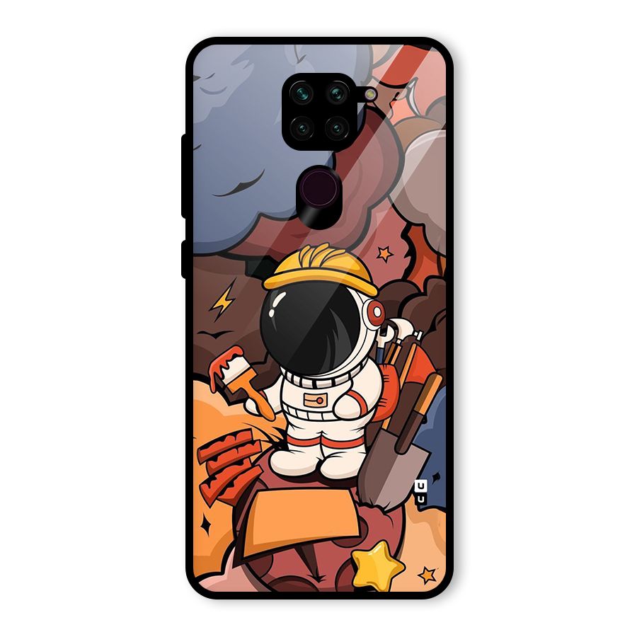 Comic Space Astronaut Glass Back Case for Redmi Note 9