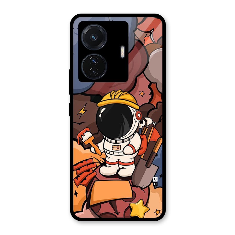 Comic Space Astronaut Glass Back Case for Vivo T1 Pro