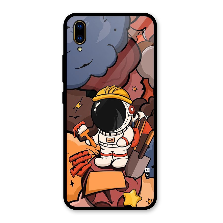 Comic Space Astronaut Glass Back Case for Vivo V11 Pro