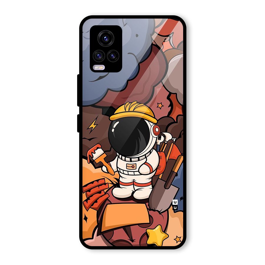 Comic Space Astronaut Glass Back Case for Vivo V20 2021