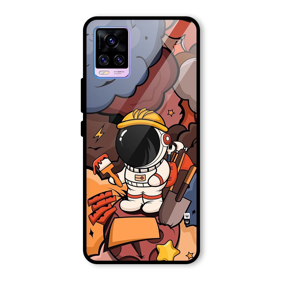 Comic Space Astronaut Glass Back Case for Vivo V20 Pro