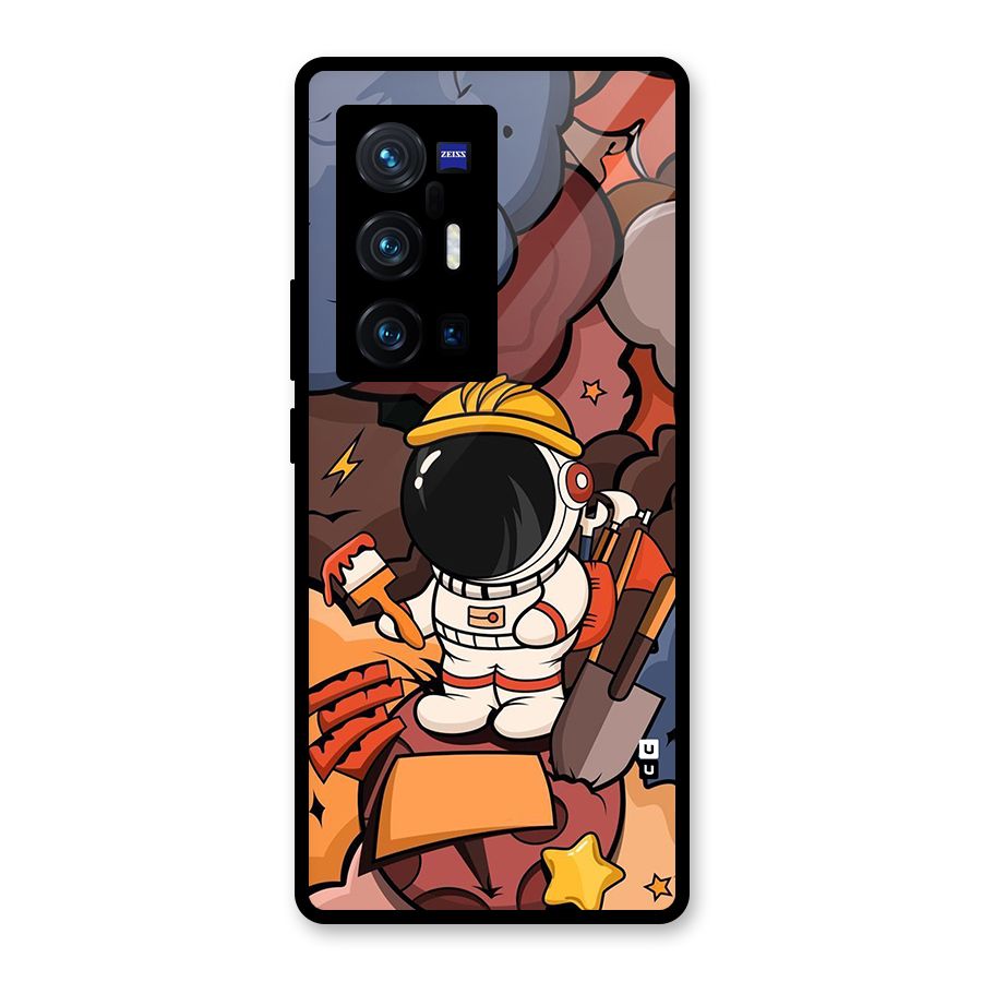 Comic Space Astronaut Glass Back Case for Vivo X70 Pro Plus