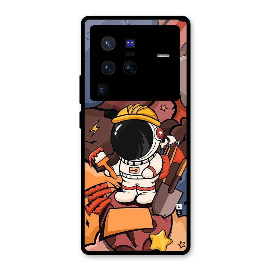 Comic Space Astronaut Glass Back Case for Vivo X80 Pro