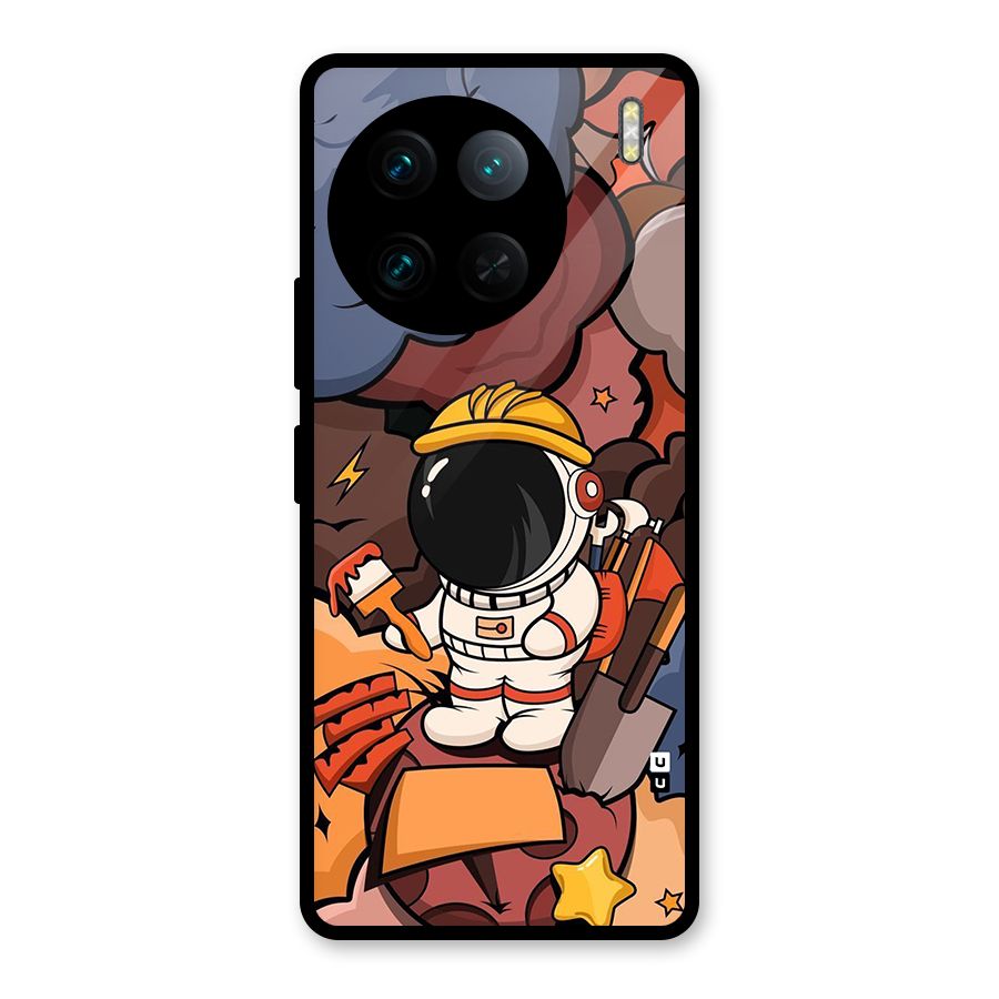 Comic Space Astronaut Glass Back Case for Vivo X90 Pro