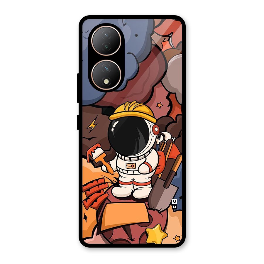 Comic Space Astronaut Glass Back Case for Vivo Y100A