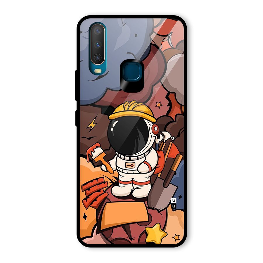 Comic Space Astronaut Glass Back Case for Vivo Y17