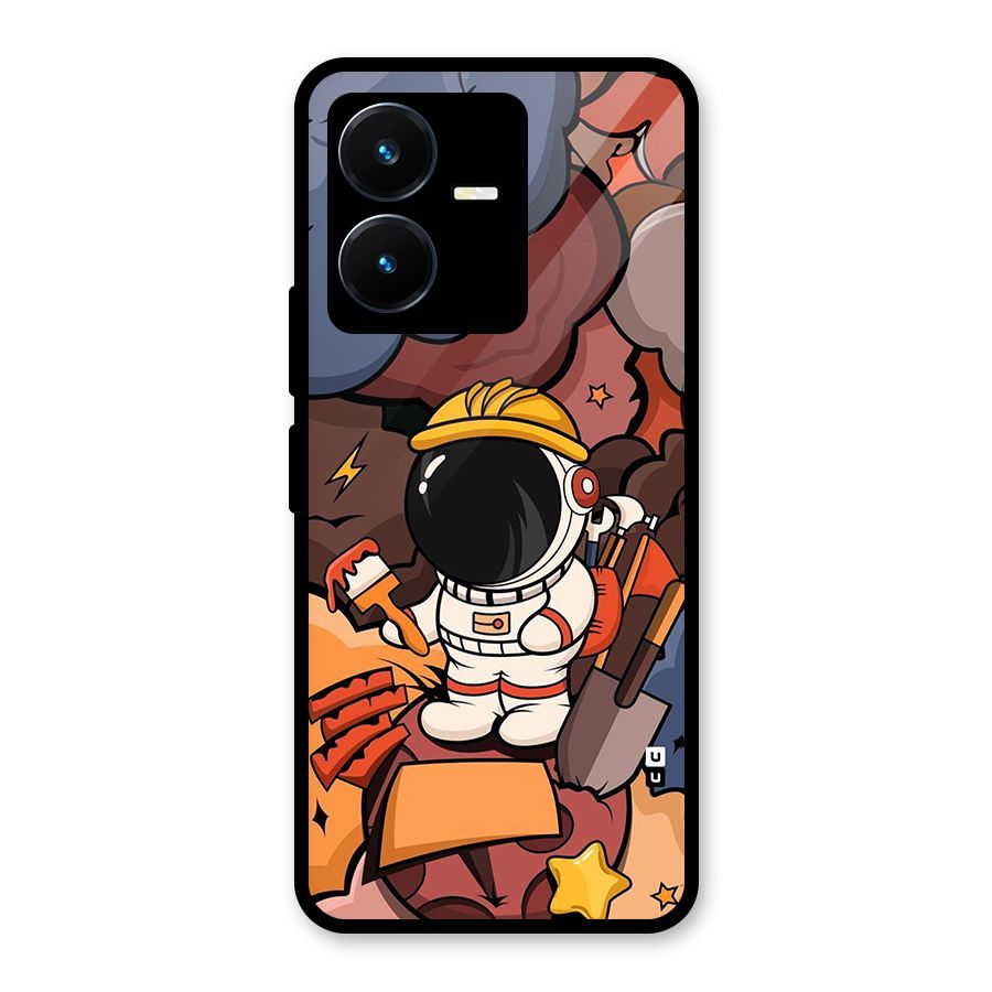 Comic Space Astronaut Glass Back Case for Vivo Y22s
