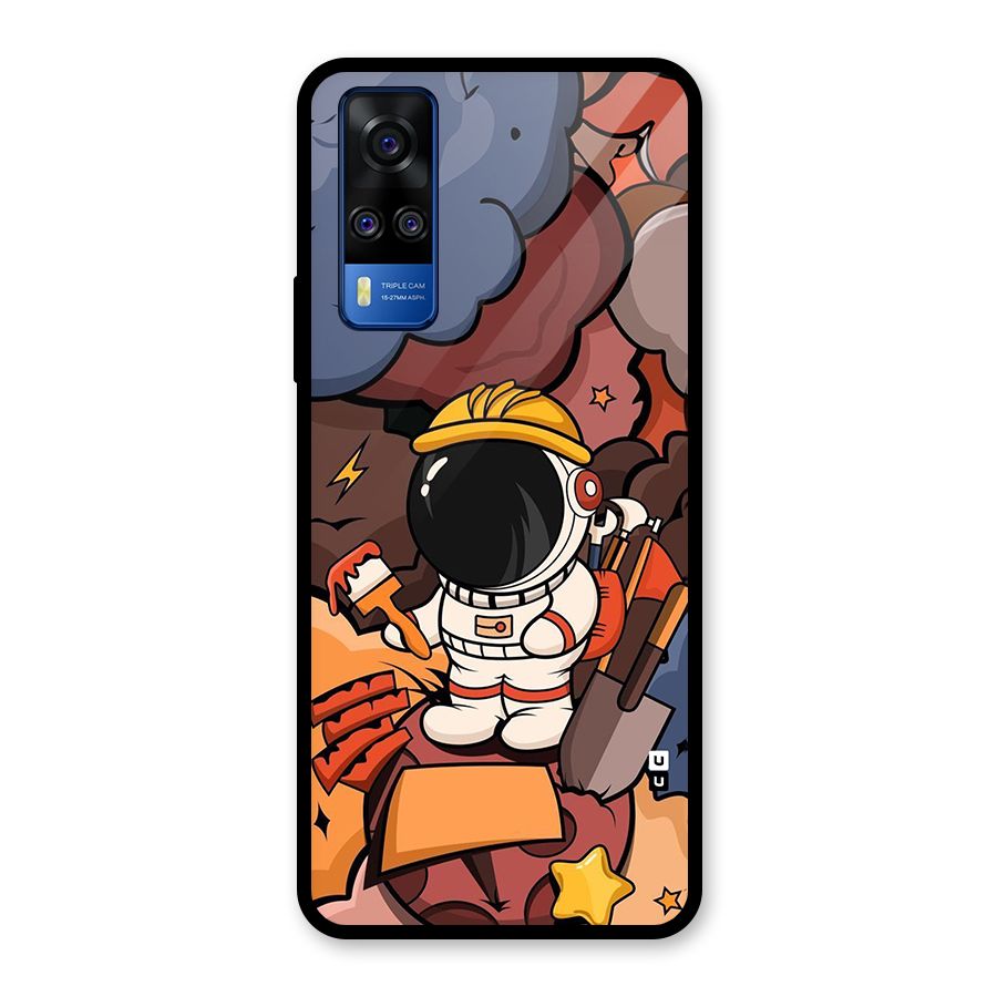 Comic Space Astronaut Glass Back Case for Vivo Y31
