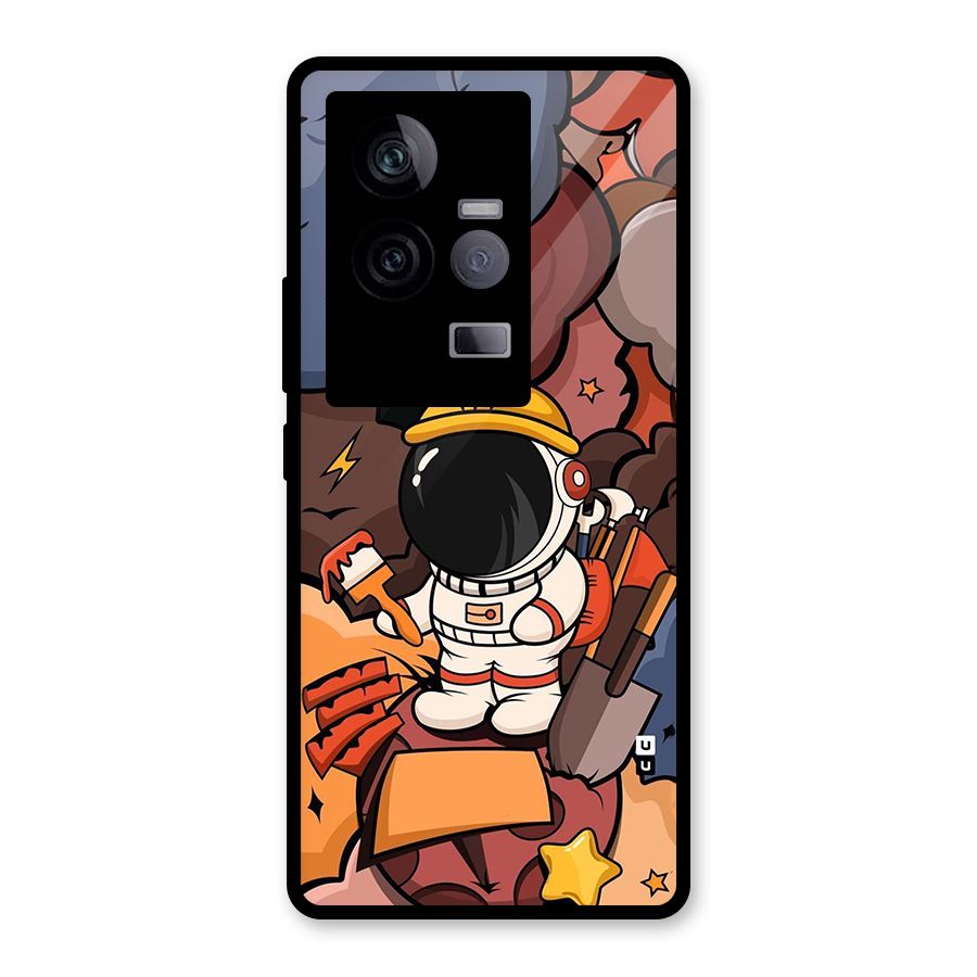 Comic Space Astronaut Glass Back Case for Vivo iQOO 11 5G