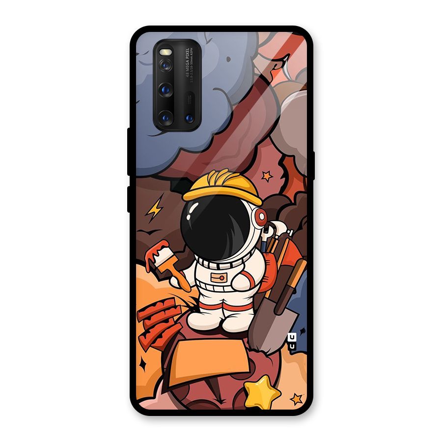 Comic Space Astronaut Glass Back Case for Vivo iQOO 3