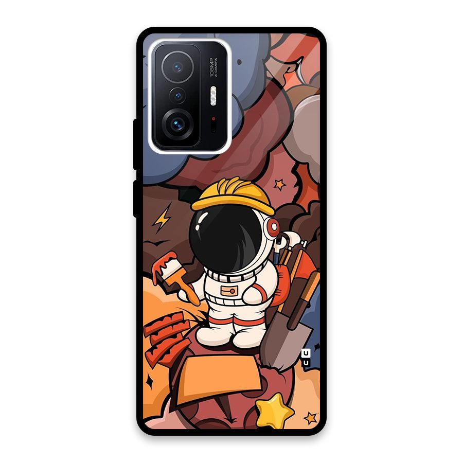 Comic Space Astronaut Glass Back Case for Xiaomi 11T Pro