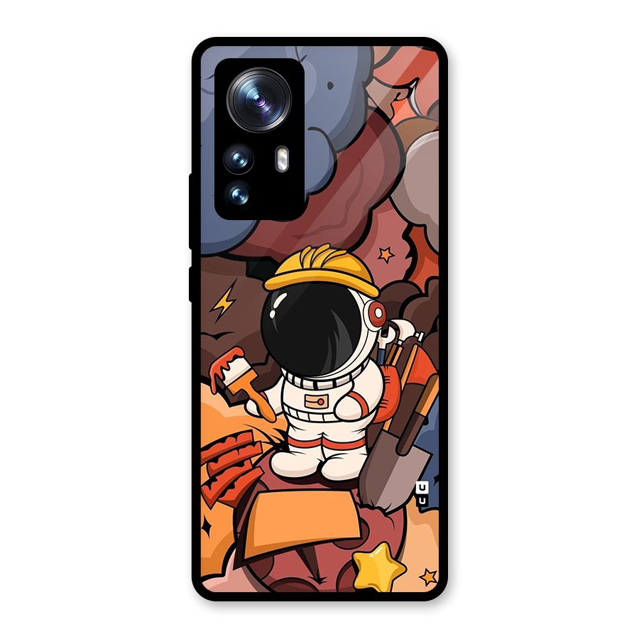 Comic Space Astronaut Glass Back Case for Xiaomi 12 Pro