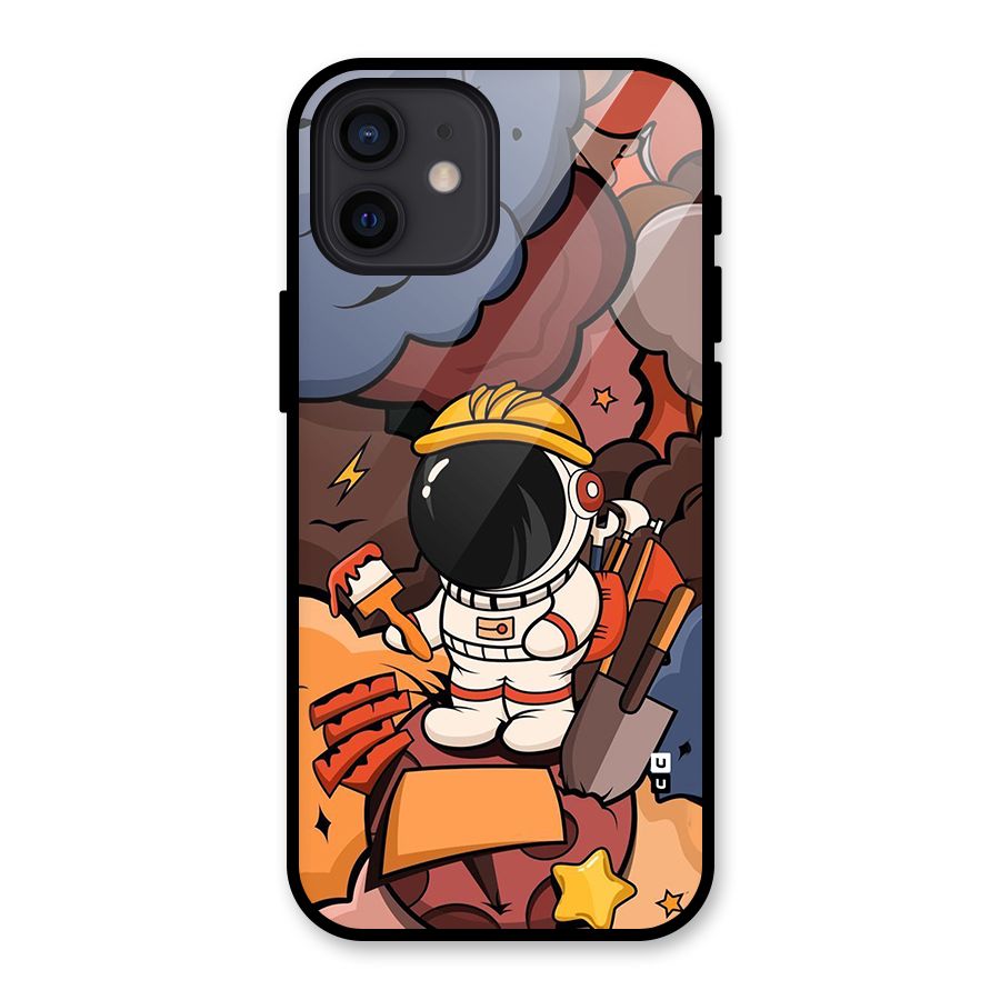 Comic Space Astronaut Glass Back Case for iPhone 12