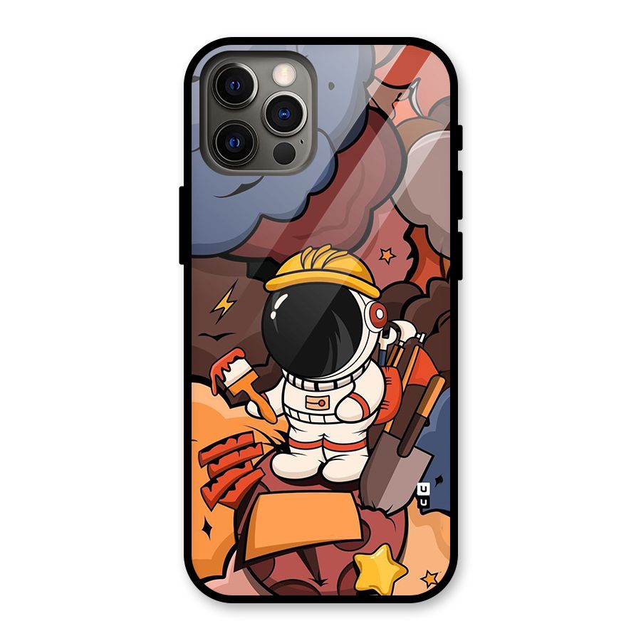 Comic Space Astronaut Glass Back Case for iPhone 12 Pro