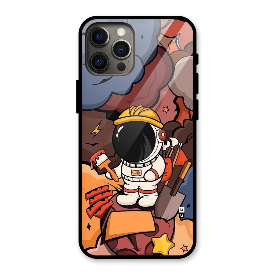Comic Space Astronaut Glass Back Case for iPhone 12 Pro Max
