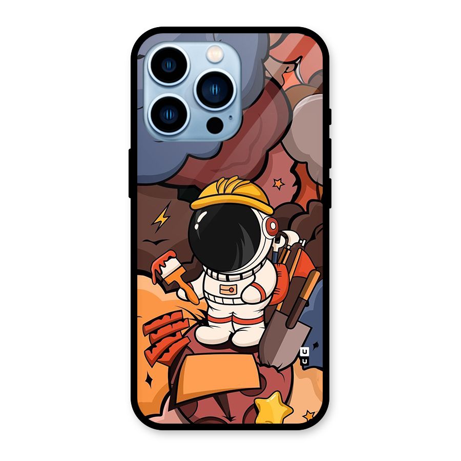 Comic Space Astronaut Glass Back Case for iPhone 13 Pro