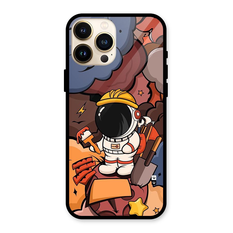 Comic Space Astronaut Glass Back Case for iPhone 13 Pro Max