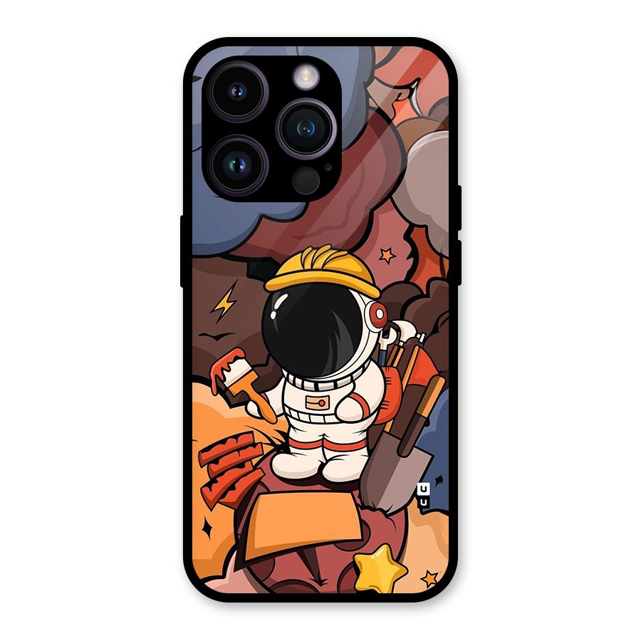 Comic Space Astronaut Glass Back Case for iPhone 14 Pro