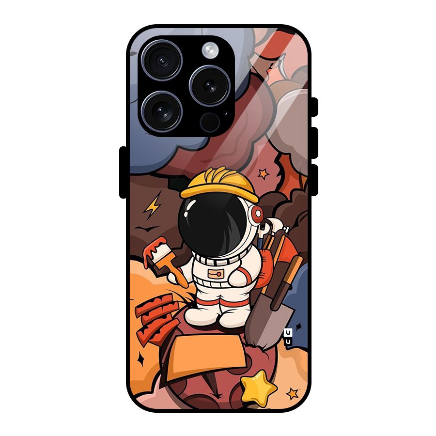 Comic Space Astronaut Glass Back Case for iPhone 15 Pro