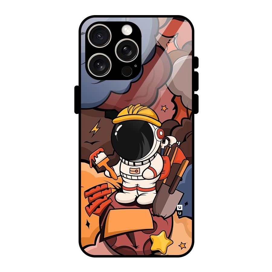 Comic Space Astronaut Glass Back Case for iPhone 15 Pro Max
