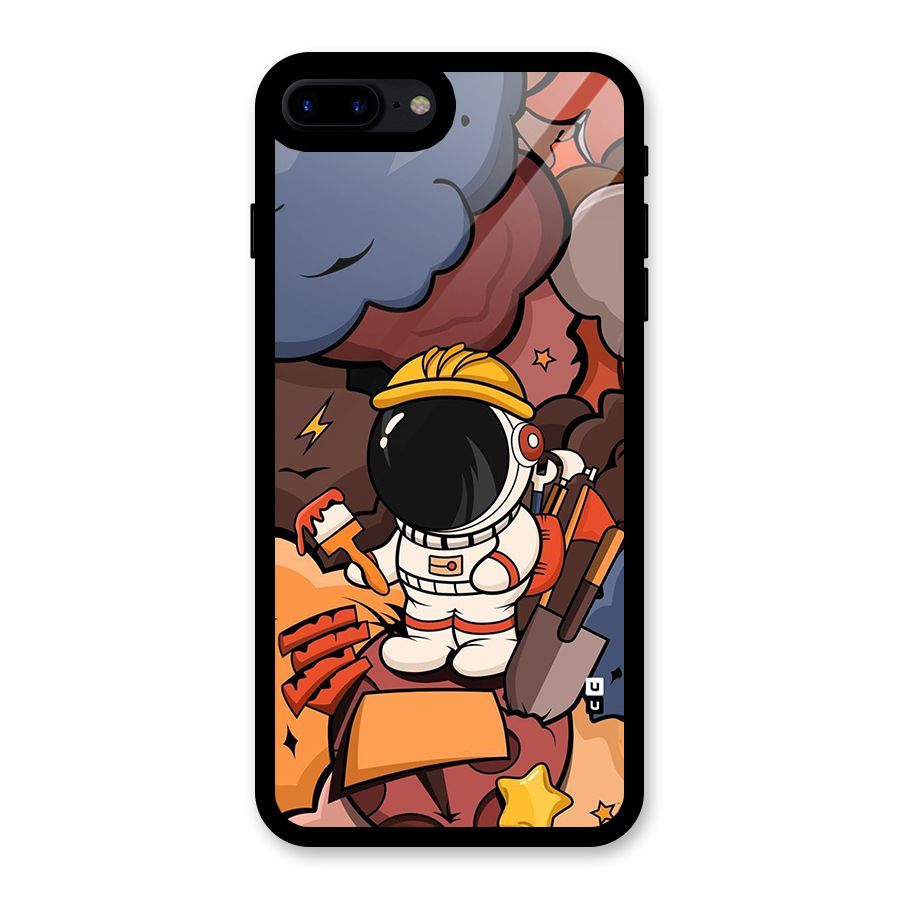 Comic Space Astronaut Glass Back Case for iPhone 7 Plus
